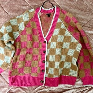 Torrid size 3 Checkered Pink and Tan Women's Sweater